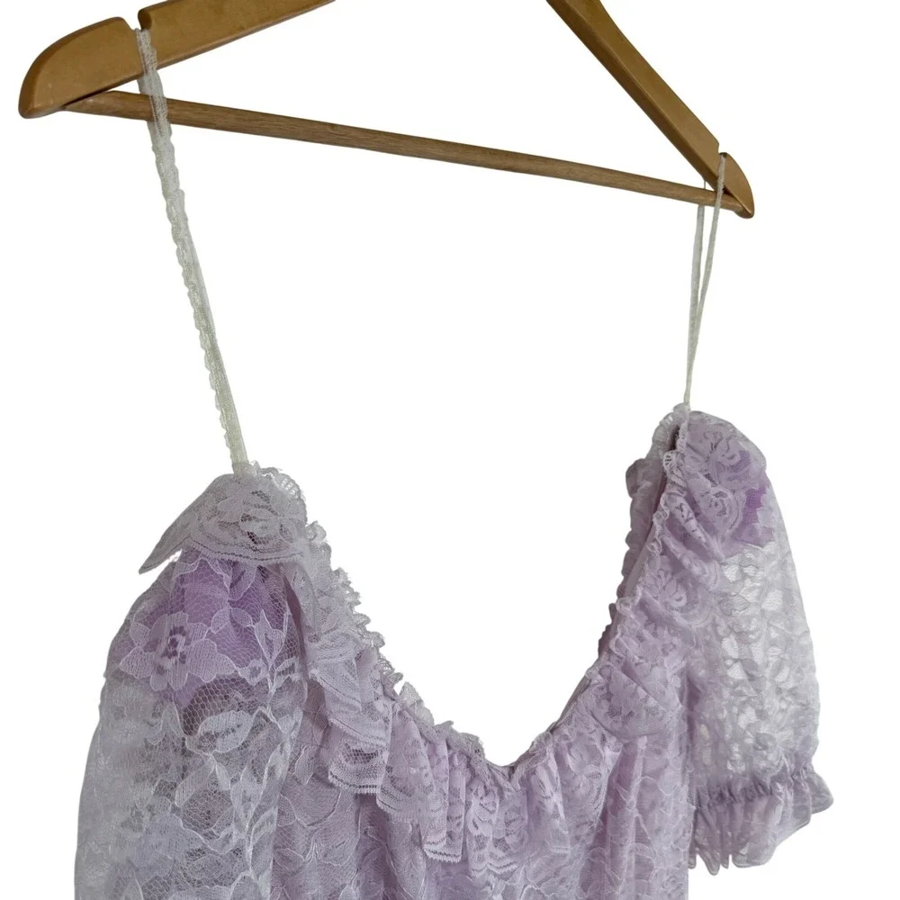Vintage ILGWU Pink Lace Prairie Dress Made USA Coquette Fairycore Cottage 5 - Picture 12 of 16